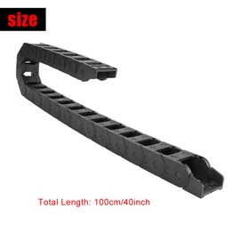 Drag Chain Cable Carrier, 100cm 25 x 38mm Black Nylon Flexible Cable Wire Carrier Drag Chain Bridge Type Open Both Sides