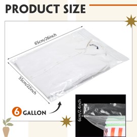 Aliceset 12 Pcs Large Plastic Bags with Zipper Top 26 x 22 Inches Heavy Duty 6 Mil Extra Thick Resealable Storage Bag with Handle 6 Gallon Reusable Clear Organizer for Clothes Bedding Travel Moving