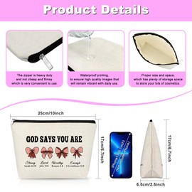 Gfhzdmf Christian Gifts for Girls Makeup Bag Religious Gift for Daughter Sister Friend Grandma Aunt Inspirational Gift for Women Feith Cosmetic Bag Bible Verse Toiletry Pouch Affirmations Gifts