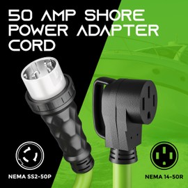 GEARit 50 Amp Shore Power - NEMA SS2-50P to 14-50R Adapter Cord - 4 Prong Twist Lock Male to Female Outlet Receptacle - STW 6AWG/3C+8AWG/1C - RV EV Generator Welder Dryer - 1.5 Feet