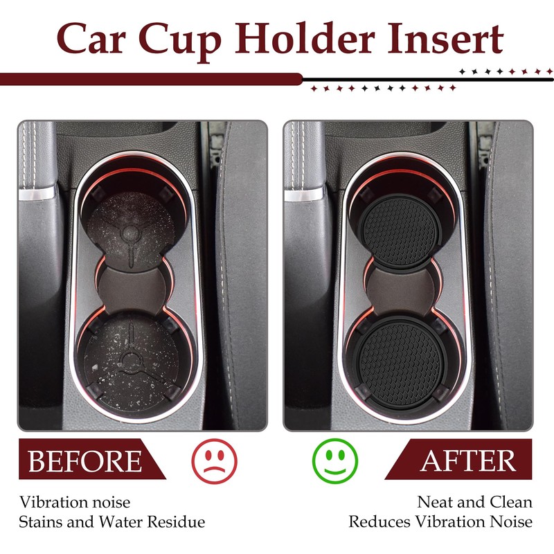 Desenda 2 PCS Car Cup Holder Coasters 2.76 Inch Non-Slip