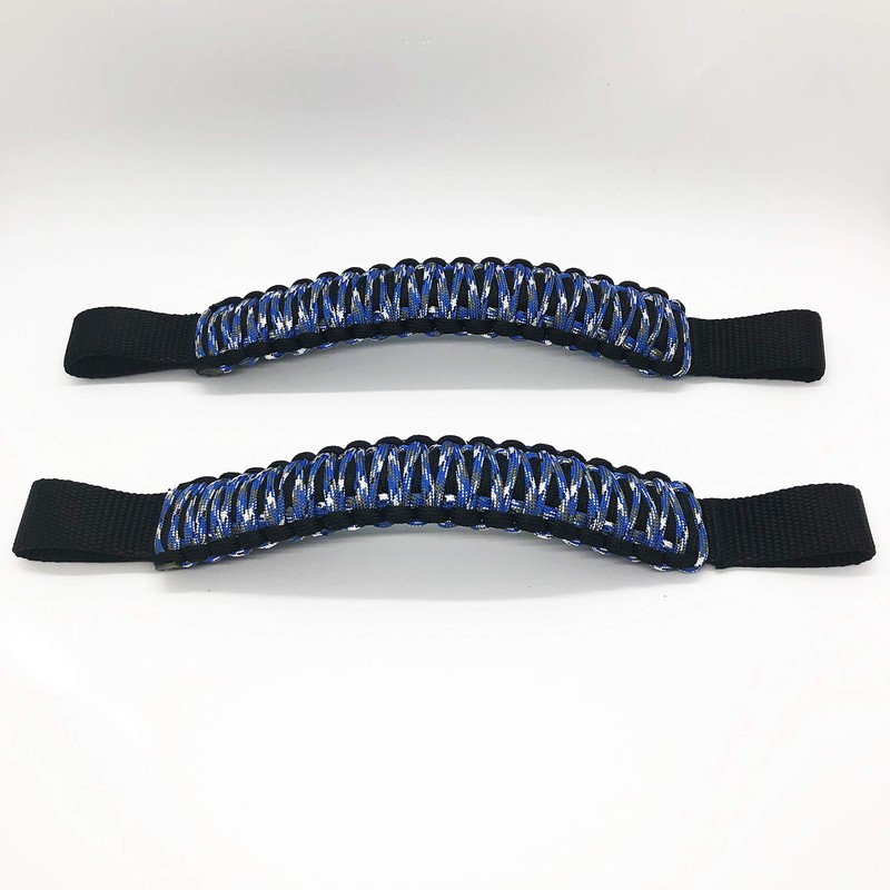 Bartact Paracord Grab Handles Compatible with Jeep Headrest - Black/Blue