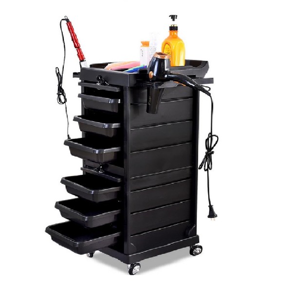 CNCEST Salon Trolley Cart with Wheels,7 Tier Premium Locking Rolling Trolley Cart with Pocket Inserts,6 Drawers Hair Cart Rolling Storage Organizer Barber Station