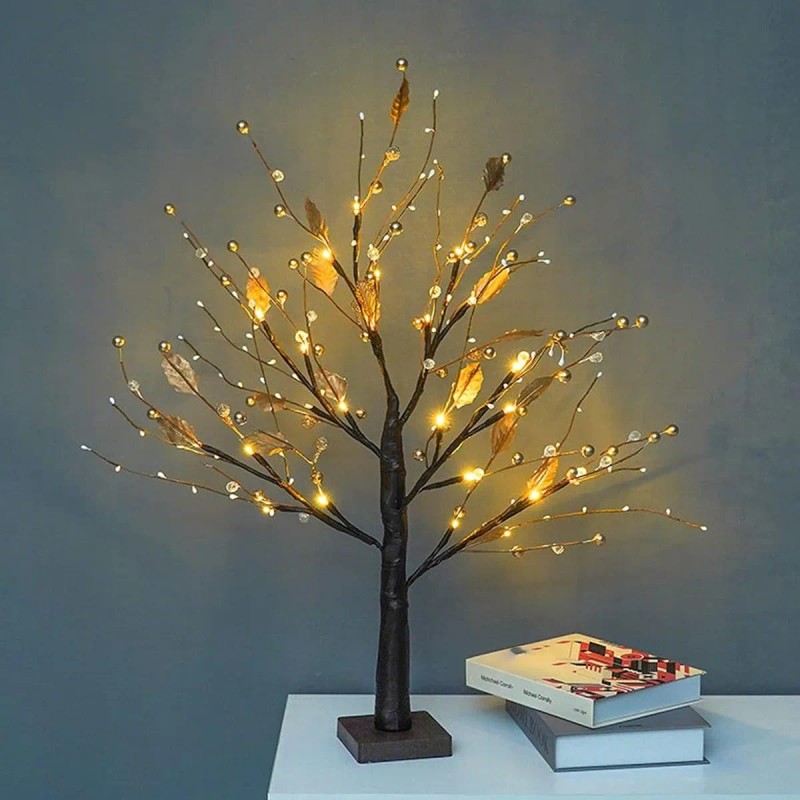 Árbol En Flor Con Luces, Pequeño Árbol De Abedul Para