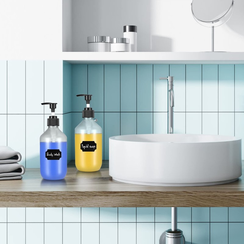 Pack of 4 Refillable Empty Shampoo Bottles, 300 ml Soap