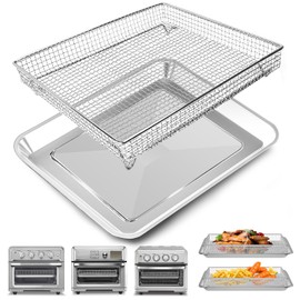 For Cuisinart - Bandeja de repuesto para freidora de aire TOA-60 TOA-65 TOA-70 tostador horno de convección, 12.4 x 11 pulgadas de malla antiadherente para cesta de acero inoxidable, accesorios para