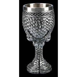 Fantasy Goblet - Dragon Claw Grey Scale | Drinking Goblet, Gothic Goblet, Decoration, Wine Cup, with Stainless Steel Insert, Height 16.5 cm