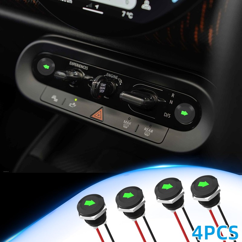 Flylin 4PCS 12V LED Indicator Light, Waterproof Metal Signal Indicator