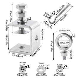 C Clamp Small C-Clamps Stainless Steel Screw Clamps Jaw Openings 30 mm Fixing Pliers Adjustable Clamping Range is 0-25 mm with Hooks and Ring Screws for Clamps Woodworking Tool DIY