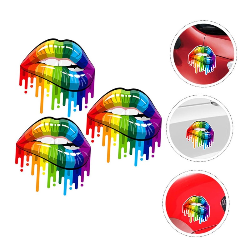 iplusmile Car Decor Stickers 3pcs Rainbow Lips Automotive Sticker Easy