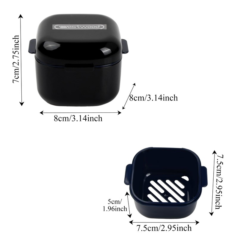 Portable Container for False Teeth, Denture Box with Strainer, Denture