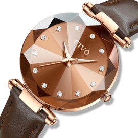 CIVO Women Watch Ladies Leather Strap Waterproof Watches for Woman Girls Teenager Fashion Elegant Business Dress Analogue Quartz Wrist Watch Brown