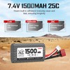 Hosim 7.4V Lipo Battery 2S 1500mAh 15C Rechargeable Battery X6-1500