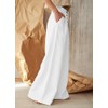 chouyatou Women's Summer High Waisted Cotton Linen Palazzo Wide Leg