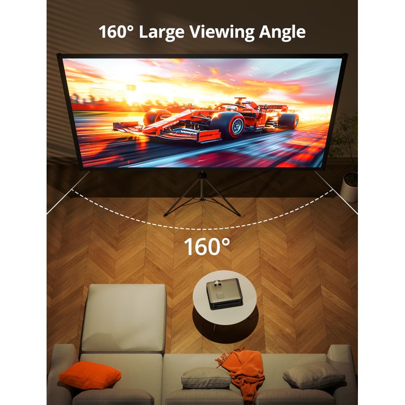 Projector Screen with Stand - 100" Indoor/Outdoor 16:9, 4K HD