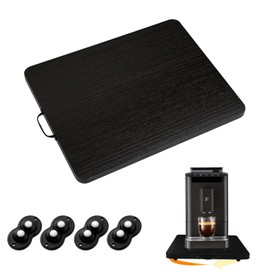 360° Rotatable Sliding Tray for Kitchen Appliances, Wooden Sliding Tray for Coffee Maker, Coffee Pot Slides for Countertop Installation, Easy to Slide (Black, Small)