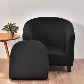 Meigeh Armchair Cover Tub Chair Covers 2-Piece Chair Cover Stretch Club Chair Covers for Bar Counter Tullsta Chair Cover Club Chair Cover 1-Seater Black