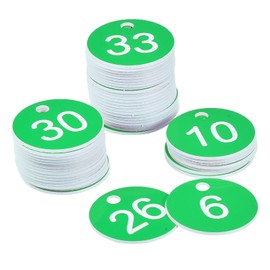 MECCANIXITY Round 1-50 Number Tag Key Tag Acrylic Engraved Green ID Tag for Decoration, Pack of 50