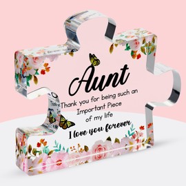 Velenti Aunt Gifts from Niece - Engraved Acrylic Block Puzzle Piece - Cute Auntie Present with Lovely Saying - Fancy Favorite Aunt Gift - Birthday, Christmas, Chic Decoration Piece