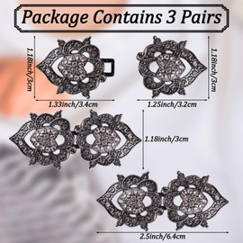 WANDIC Cloak Clasp Fasteners, 3 Pcs 6.4CM Cap Clip with Rhinestone Vintage Sweater Buttons Jewelry Clips for Clothing Sweater Shawl