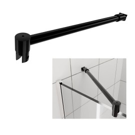 Shower Door Glass Support Bar,180 Degrees Wall-to-Glass Support Arm for 5/16" to 1/2" Thick Glass,14.2'' Shower Screen Support Telescopic Bar,for Fixed Frameless Shower Glass Panel,Black