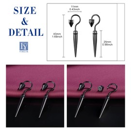 Yumilok Hook Umbrella Earrings Men's Stainless Steel Silver Earrings Stud Cone Women's Stud Earrings Punk Earrings Piercing Cartilage, Stainless Steel