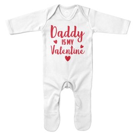 Purple Print House Daddy is My Valentines Romper Suit Baby Boy Girl First Valentines Day Newborn Babies, 0-3 Months, White