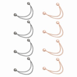 QUARKZMAN Pack of 8 Magnetic Clothes Clips Round Clothes Clips with Chain Clothes Clips Multifunctional Hijab Magnets for Thin Clothes Scarves Trouser Legs Brooch