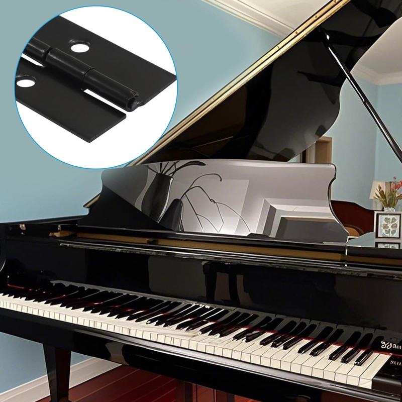 Kemcatui 4Pcs 6 Inch Black Piano Hinges, Stainless Steel Heavy