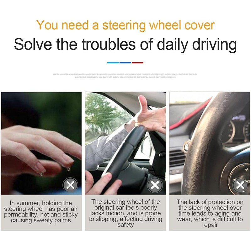 LoyaForba - Funda de piel para volante de coche, elástica,