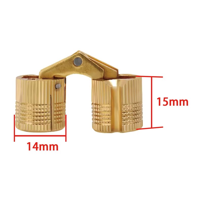 4 Pcs Brass Hinges, 14mm Copper Barrel Hidden Hinge for