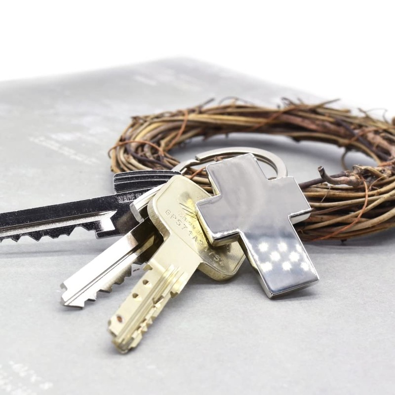 BDM Cross Keychain Christian Cross Silver Cross for Men Women