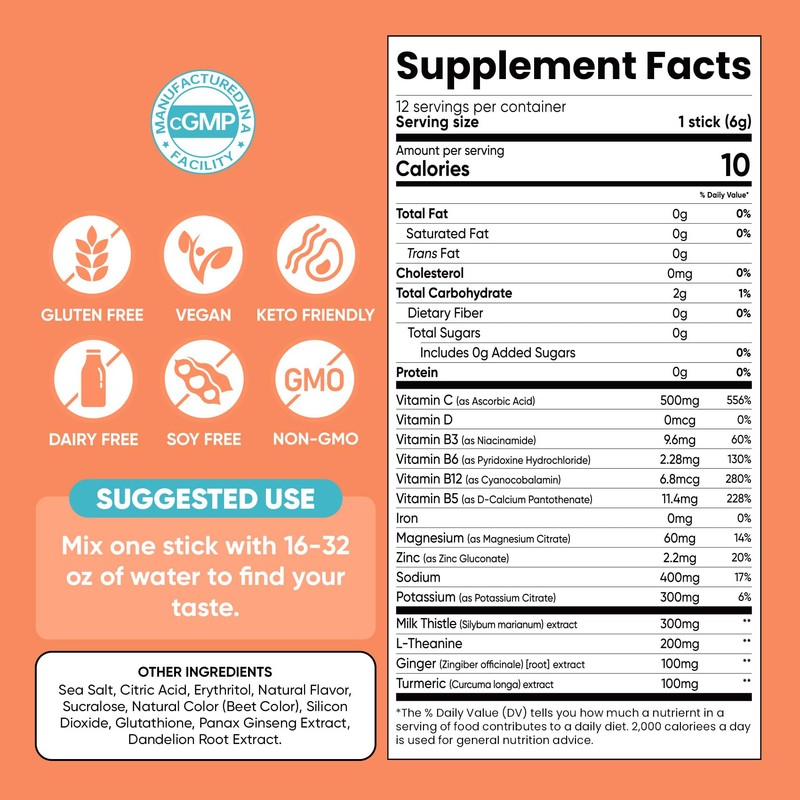 Venture Pal Liver Support Electrolyte Powder, Milk Thistle + Ginger