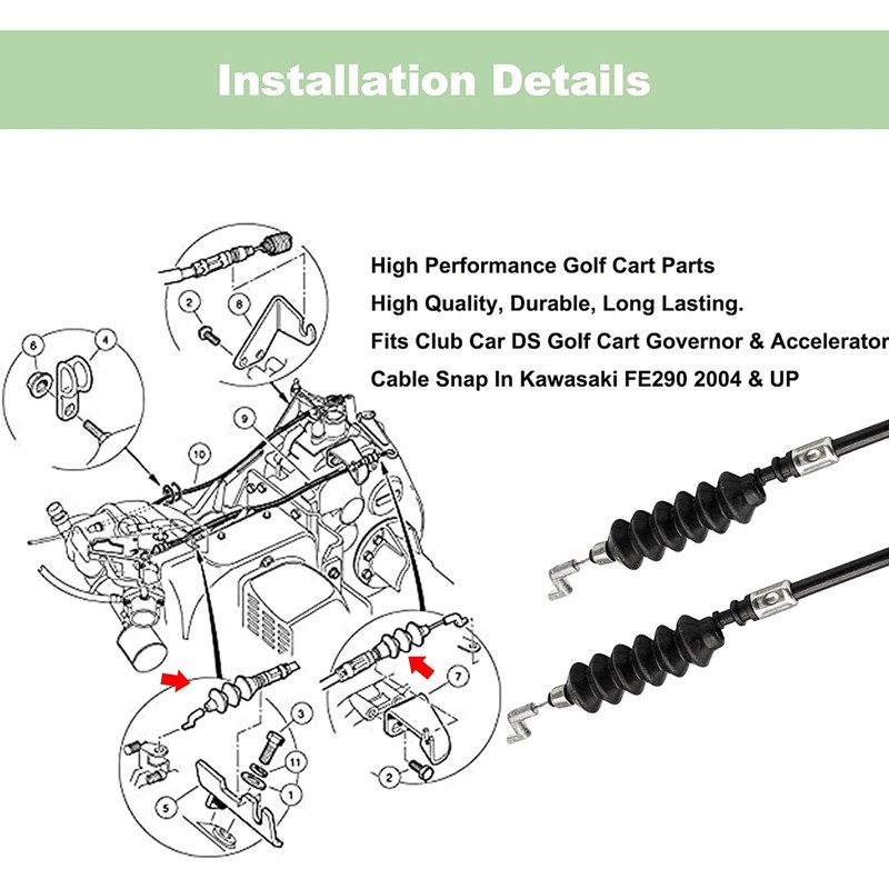 Accelerator Throttle Cable 102336001 Governor Cable Kit Replacement for Club