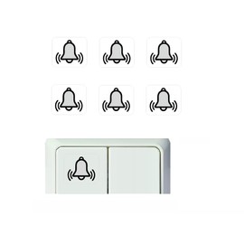 generisch Set of 6 Switch Sticker Set Bell Bell Symbol Switch Sticker R23/8 (15 x 15 mm)