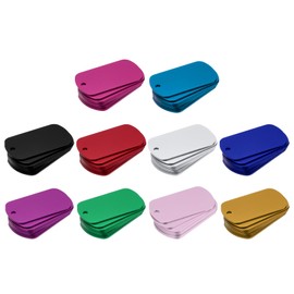 Rebower Aluminum Blank Tags Engraving Metal Stamping Blanks,[for Number Tag, Dog Tag,Pendant Decoration] - 2 x 1.2 Inch / 10 Color Mix / 5 Set