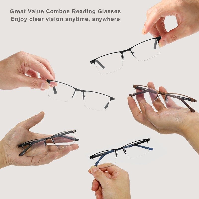 EYECEDAR 5 Pack Premium Blue Light Blocking Reading Glasses Men