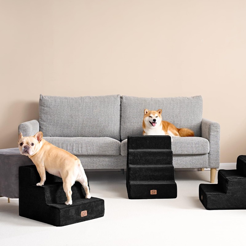EHEYCIGA Dog Stairs for Bed 18" H, 4-Step Dog Steps