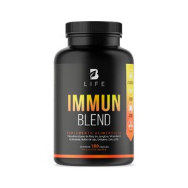 Immun Blend | 180 Cápsulas 1000 mg por porción | Jengibre, Vitamina C, D3, Zinc, Equinácea, Orégano y Ajo. Ingredientes naturales. Immun Blend B Life