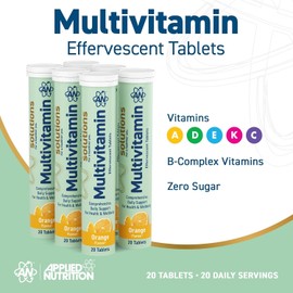 Applied Nutrition Solutions Multivitamin Effervescent Tablets – Essential Vitamins & Minerals per Serving – 20 Effervescent Tablets, Zero Sugar, Supports Daily Energy & Immune Function – (Orange)