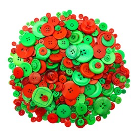 Alfykym 600-700Pcs Red and Green Buttons for Crafts Bulk Green Red Craft Buttons Assorted Size Button for Sewing DIY Crafts Decoration