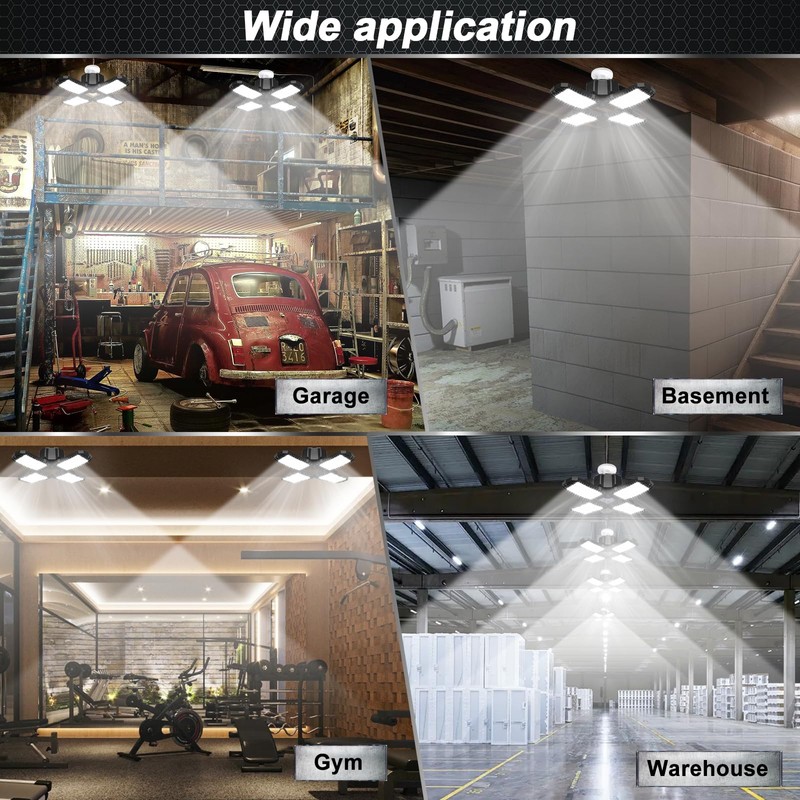 4 Pack LED Garage Light, 150W 15000LM 6500K LED Shop