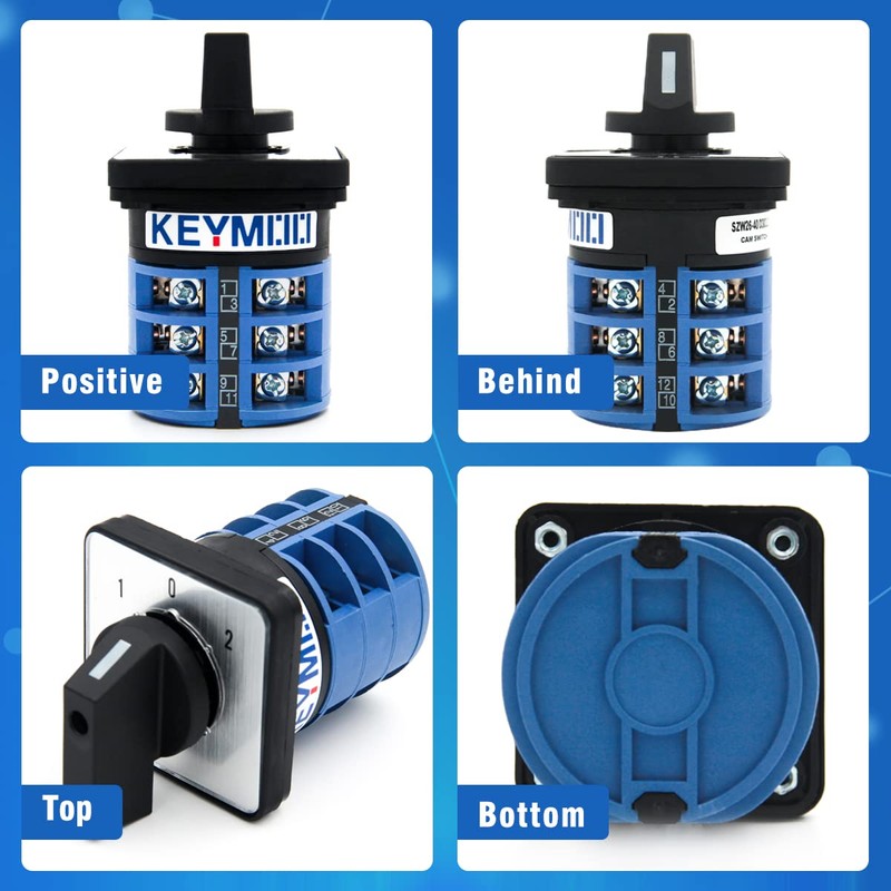 KEYMOO 40A Rotary Changeover Switch, 660V 3 Position 3 Phase