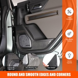 Car Door Anti-Kick Pad Protective Pad Compatible with 2024-2025 Hummer EV Accessories Real Carbon Fiber Carbon Fiber Protector Mat Dirty Collision Stickers Inner Decorative 2PCS (Rear Door-Black)