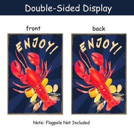 WHPCT ENJOY Garden Flag,Lobster Clam Bake Summer Flag,Crawfish Party Decorations,Seafood Boil Welcome Sign Crawfish Boil Party Flag for Outdoor House Party Flag Yard Decoration. 12×18''