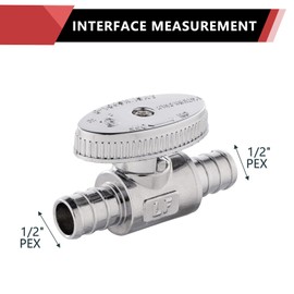 (Pack of 5) EFIELD 1/4 Turn Straight Stop Valve Barb Crimp 1/2" Pex X 1/2" Pex Chrome Plated, ASTM F1807