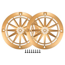 A ABSOPRO 4 Inch Car Speaker Grille Cover Round with Screws in Gold Color - Pack of 2