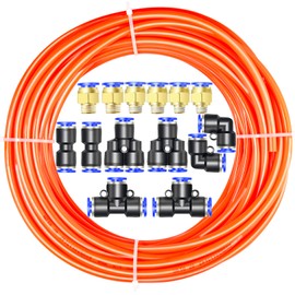ERGAOBOY Orange 10M Polyurethane PU Air Hose Pipe Kit, 4mm OD x 2.5mm Inner Diameter with 14 Connection Sets