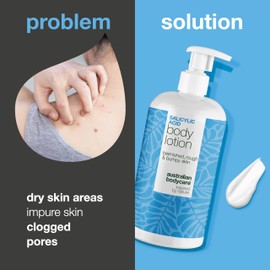 Body lotion with salicylic acid 500 ml – fights blemishes, dry and oily skin. With BHA, niacinamide, and hyaluronic acid for exfoliation and hydration