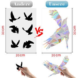 HOOWA Prisma Bird Protection Window Stickers Birds Large 27-31 cm, Pack of 9 Rainbow Film Window Stickers, Suncatcher Stickers, Prism Window Stickers, Bird Protection for Glass Panels
